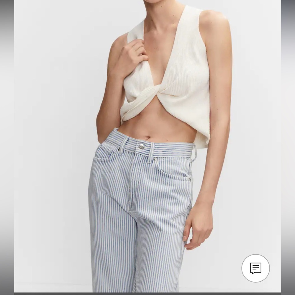 Mango Straight Leg Striped Jeans